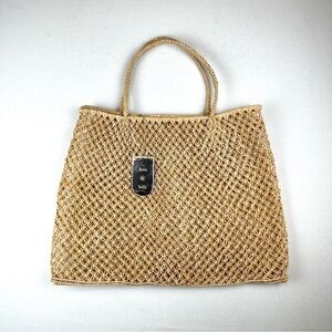 Florabella Baie Beach Tote Bag Rafia Natural Black Resort NWT